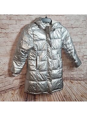 Amazon metallic sliver puffer coat large girl's nwt new with tags